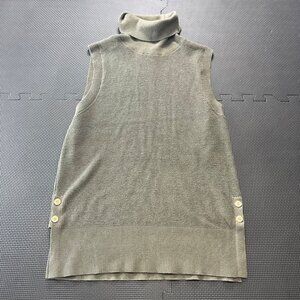 Michael Kors Womens Sleeveless Turtleneck Sweater Tunic With Button Accents - Si